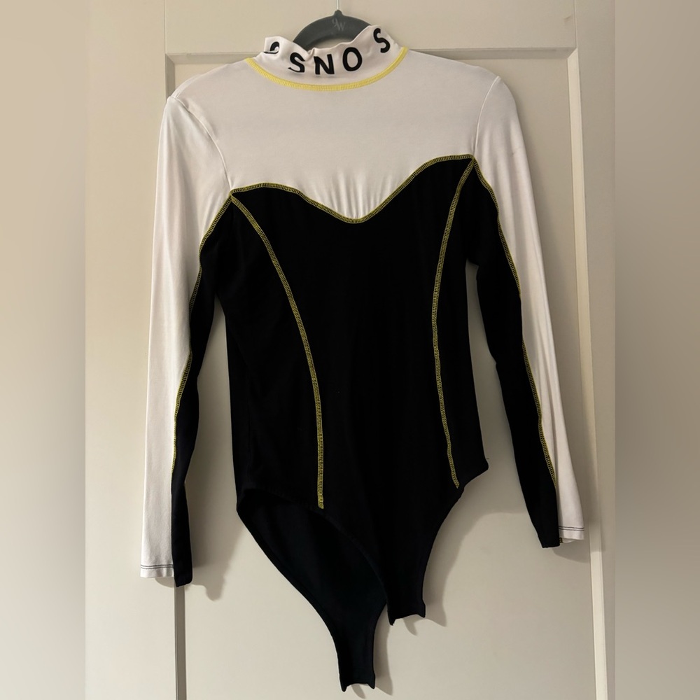 Black and White Turtle Neck Bodysuit